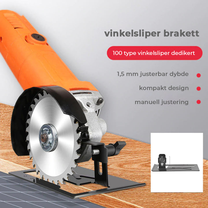 Robust vinkelsliper holder, et uunnværlig verkstedutstyr. Perfekt for presisjonsarbeid.