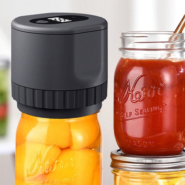 Effektiv elektrisk vakuumforsegler for Mason Jars. Holder frukt, grønnsaker og andre matvarer ferske.