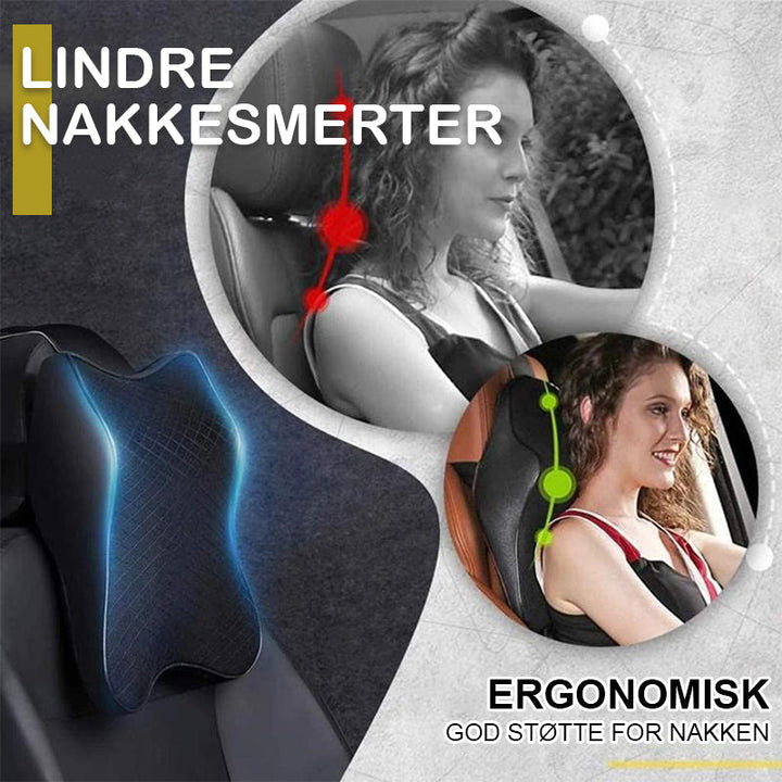 Sort nakkepute i minneskum til bilsete. Perfekt biltilbehør for bilinteriør, gir smertelindring og komfort.