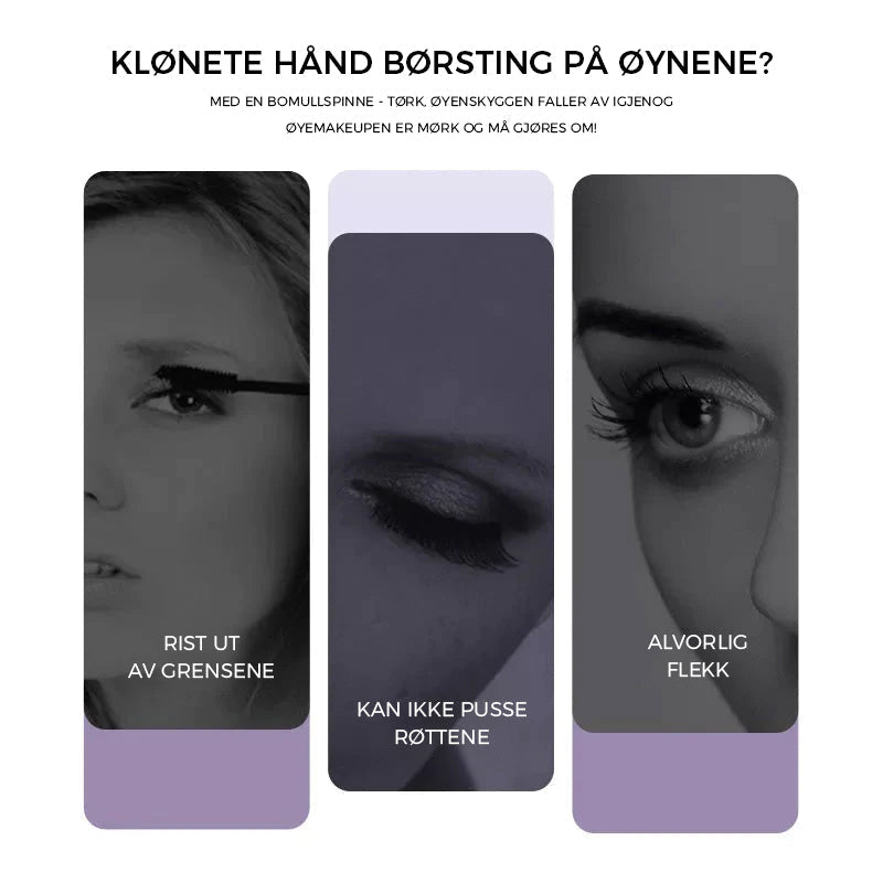 Enkel sminke med multifunksjonsverktøy; sparer tid ved påføring av mascara, eyeliner og øyenskygge.