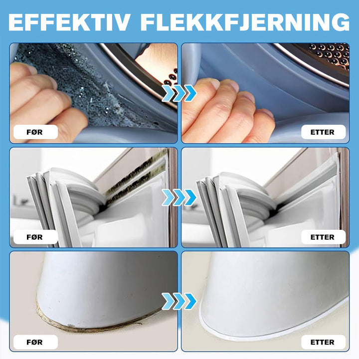 Rengjøringsgel mot mugg og jordslag på badet. Kraftig flekkfjerner for fliser og fuger. Rent bad.