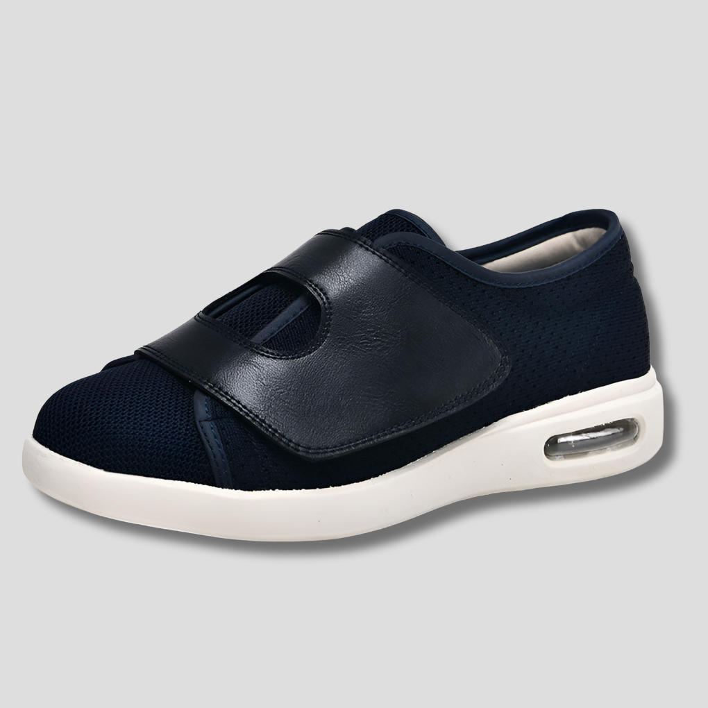 Justerbare unisex komfortsko, ideelle for hovne og sensitive føtter. Ekstra bred og støtdempende design.