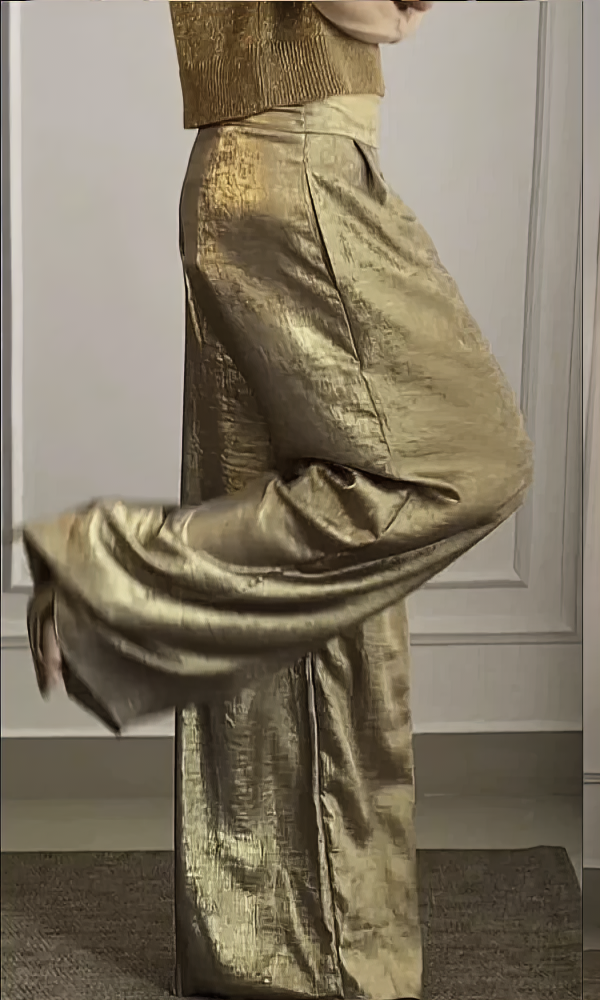 Dame elegant sett: Stilfullt todelt antrekk med topp og bukser i komfortabelt stoff for enhver anledning.