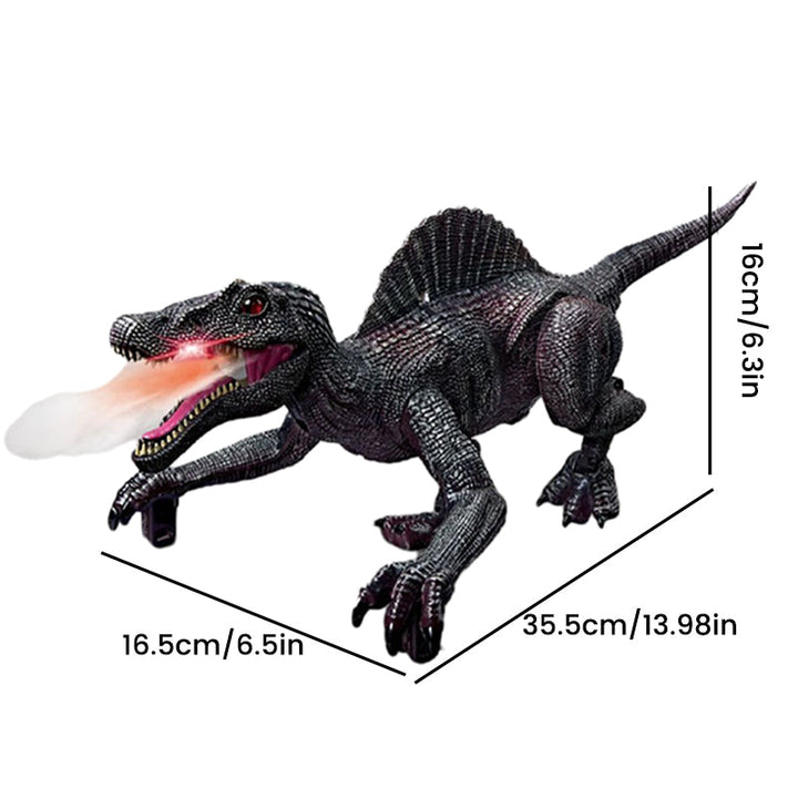 Barns fjernstyrt dinosaur leke, realistisk design med vannspray og lys.