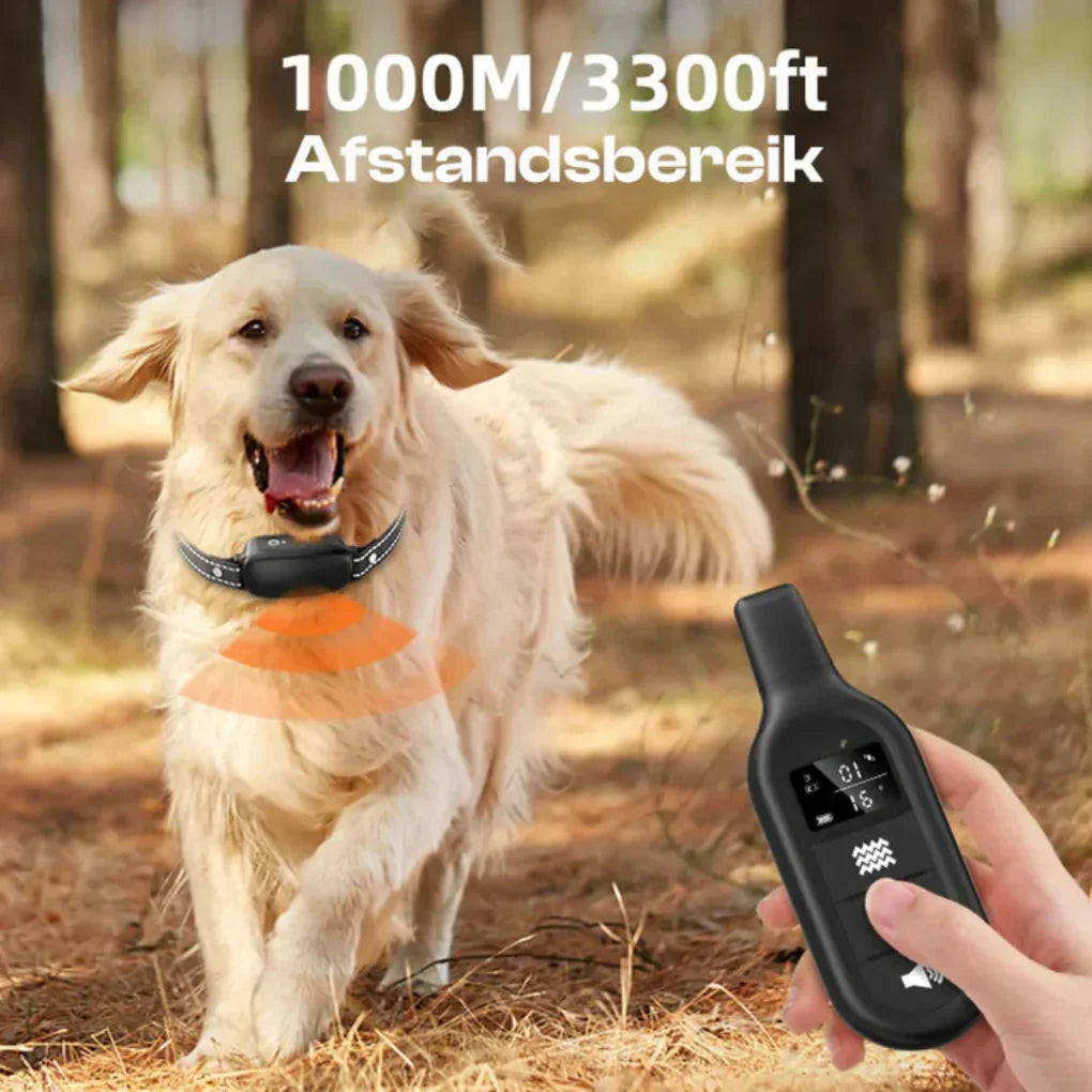 Vanntett PD 521 hundetreningshalsbånd i TPU og nylon med fjernkontroll for effektiv lydighetstrening.