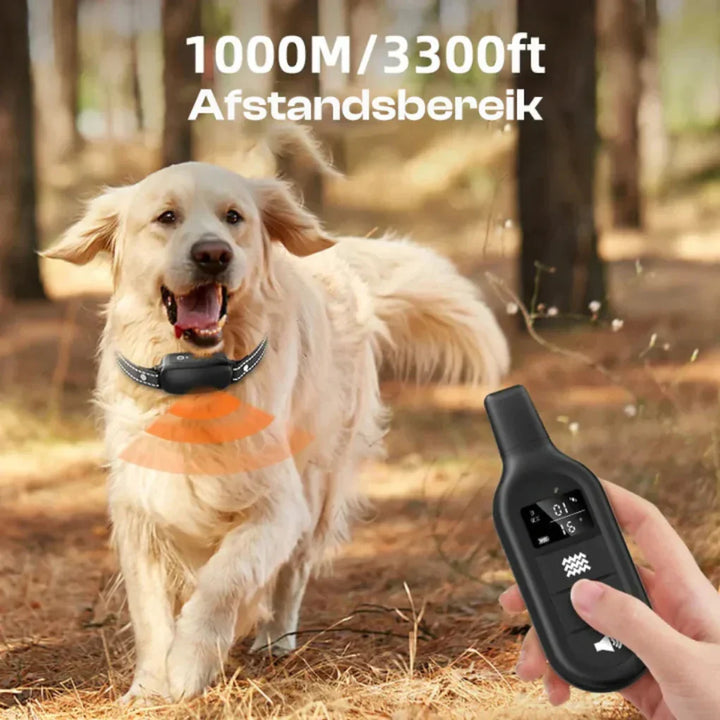 Vanntett PD 521 hundetreningshalsbånd i TPU og nylon med fjernkontroll for effektiv lydighetstrening.