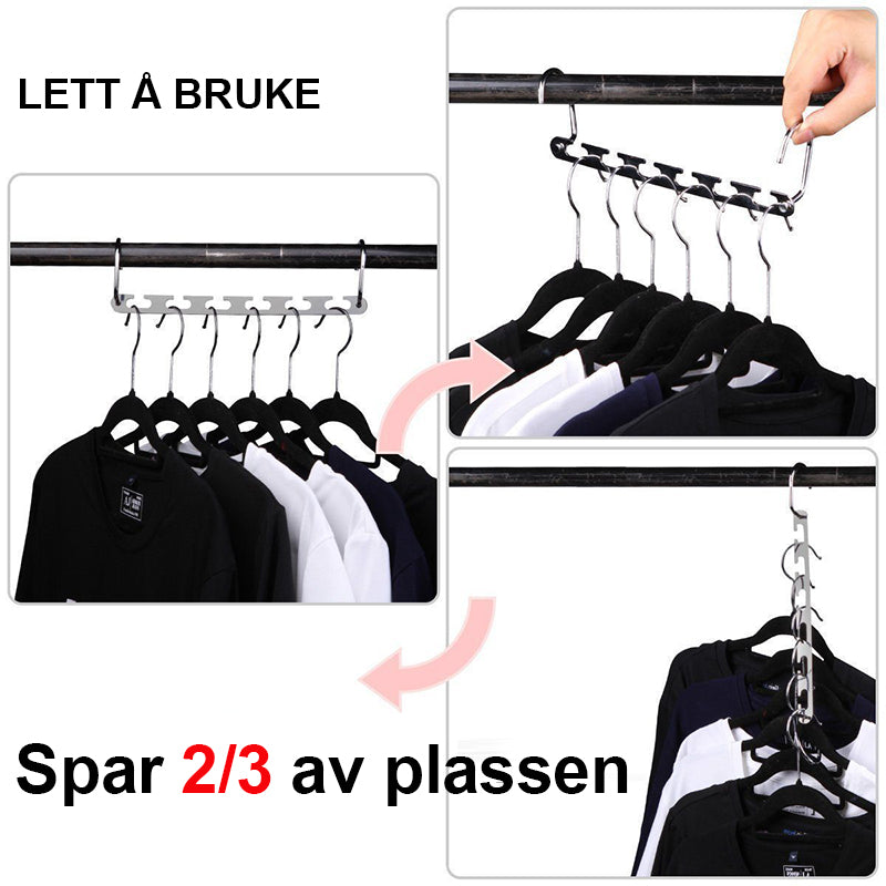 Moderne oppbevaring med kleshengere i rustfritt stål for en ryddig garderobe i hjemmet.