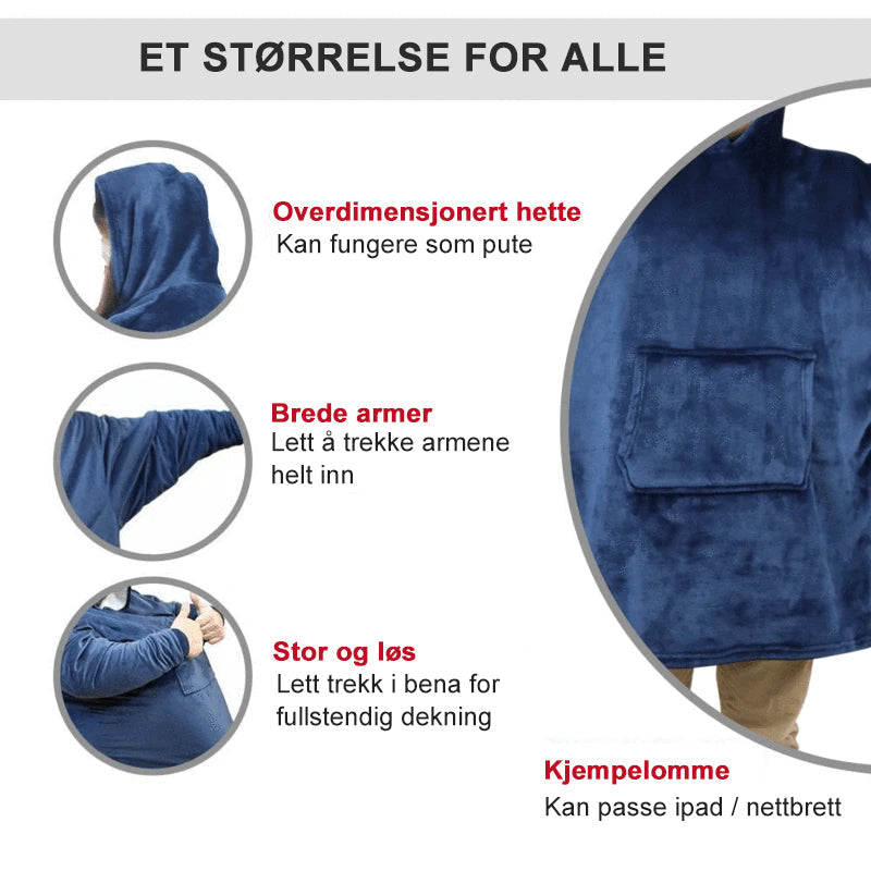 Kvinner mykt hettepledd i sherpa fleece, ideelt for loungewear og vinterhygge.