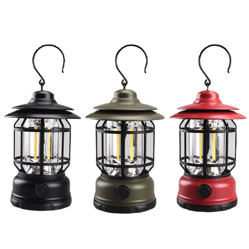 Allsidig retro campinglampe, med justerbart LED-lys for utendørs fritidsaktiviteter.