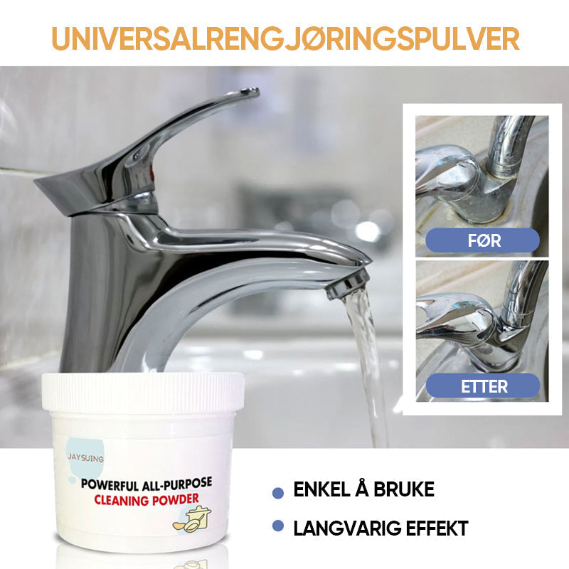 Rengjøringspulver for kjøkken, universalt og kraftig flekkfjerner for skinnende resultater.