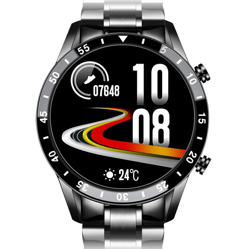 Elegant svart unisex smartklokke med berøringsskjerm, ideell for daglig bruk og aktivitet.