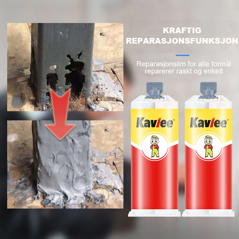 Vanntett reparasjonslim for alle materialer. Limer metall, plast, tre og keramikk enkelt og sterkt.