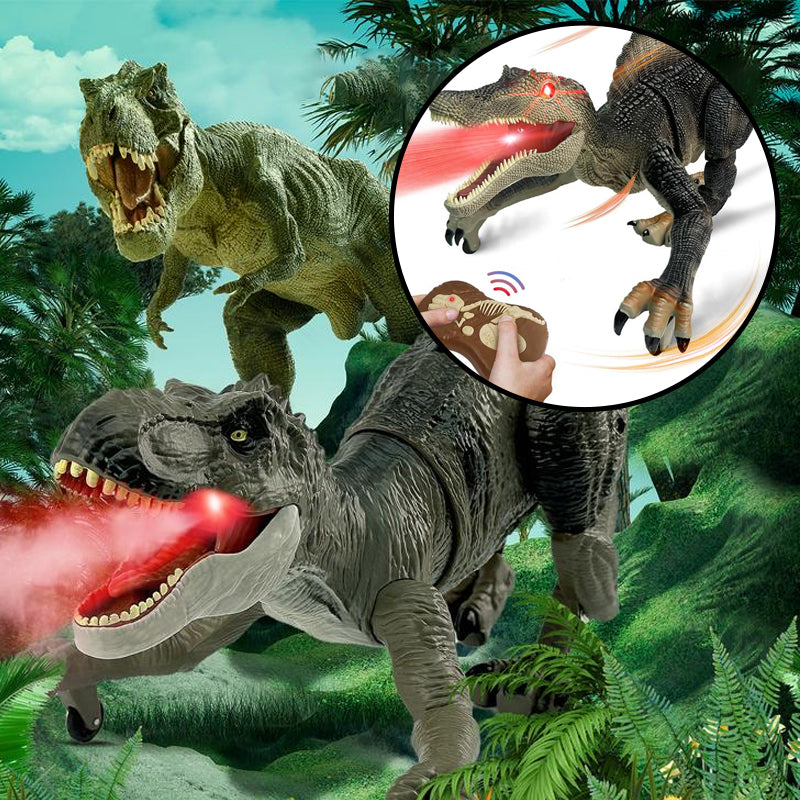 Detaljert fjernstyrt dinosaur leketøy; realistisk T-Rex med damp & lys.