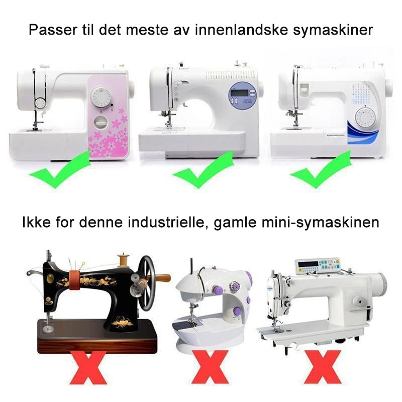 Allsidig trykkfotsett for symaskin, 32 deler for quilting, glidelås, kanting og mer.