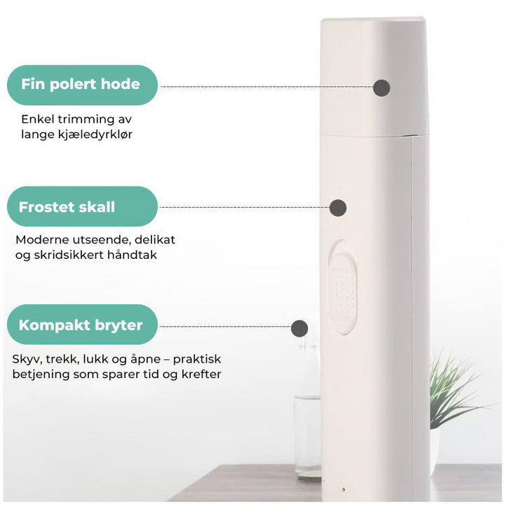 Stille elektrisk kloklipper til hund. Sikrer stressfri pote- og neglepleie for kjæledyret ditt.