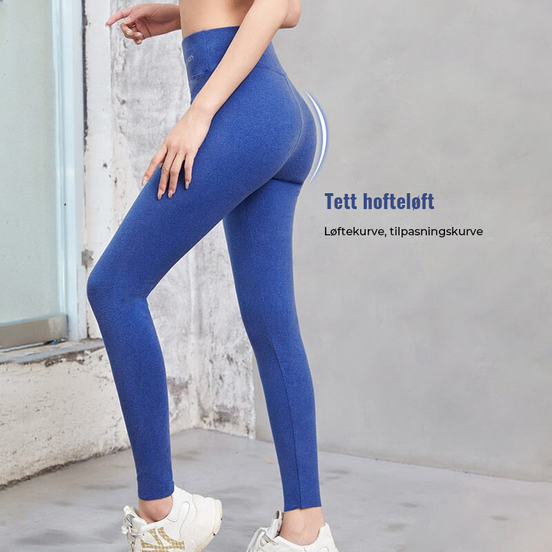 Dameklær: Varm selvoppvarmende termobukse med høy midje. Perfekt fleece leggings for komfortabel vinterbruk.