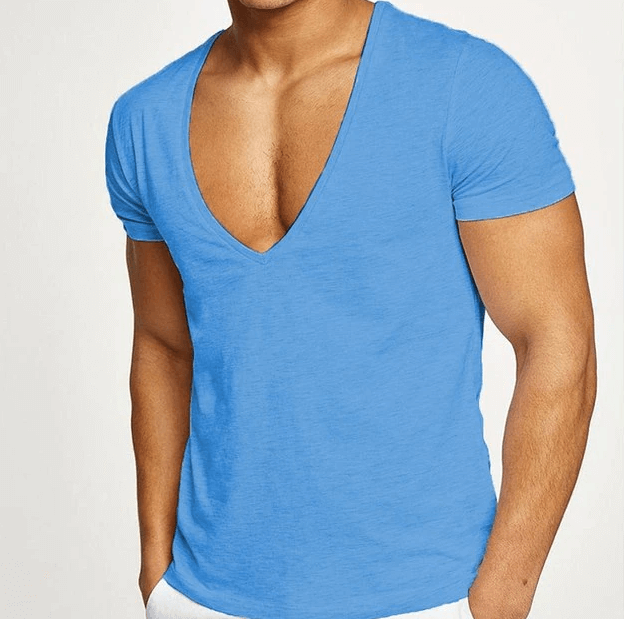 Enkel og stilfull menns t-skjorte, v-hals i myk bomull, perfekt for casual look.