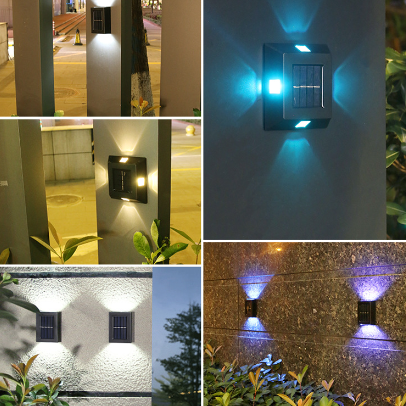 Dekorbelysning solcellelampe. Stilig veggmontert LED lampe for hage og uteområde. Skaper en innbydende atmosfære.