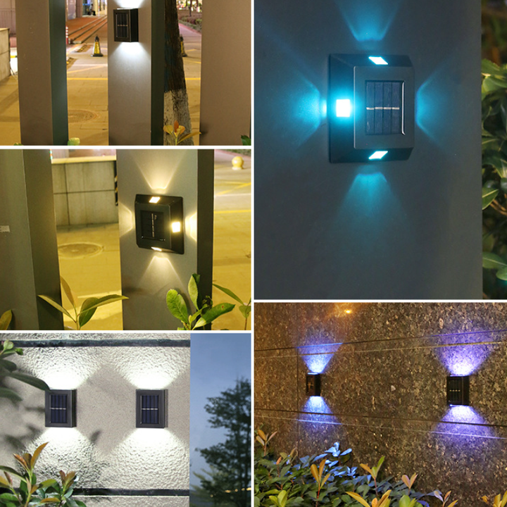 Dekorbelysning solcellelampe. Stilig veggmontert LED lampe for hage og uteområde. Skaper en innbydende atmosfære.