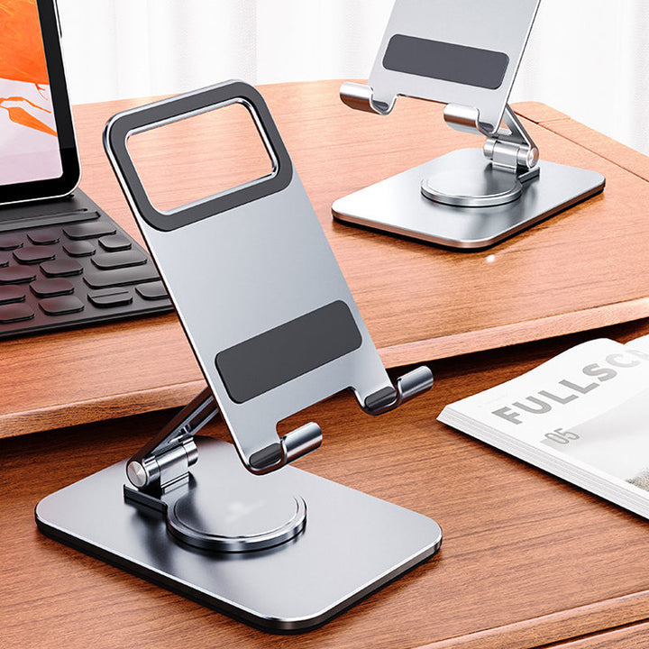 Ergonomisk nettbrettstativ med 360° rotasjon for komfortabel visning av telefon og nettbrett.