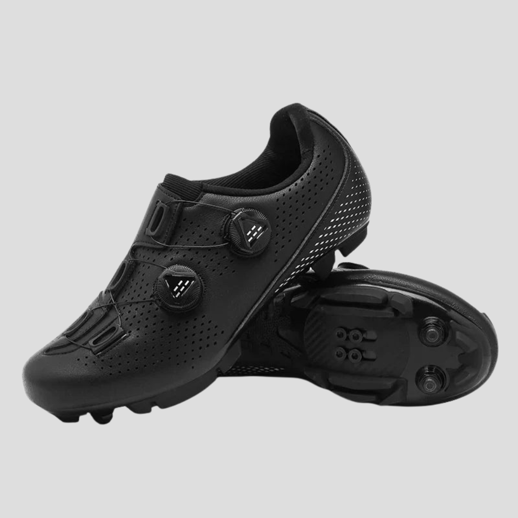 Menns allsidige sykkelsko, sort, for terreng og vei. Ideell for MTB, landevei og spdsykkel med robust såle.