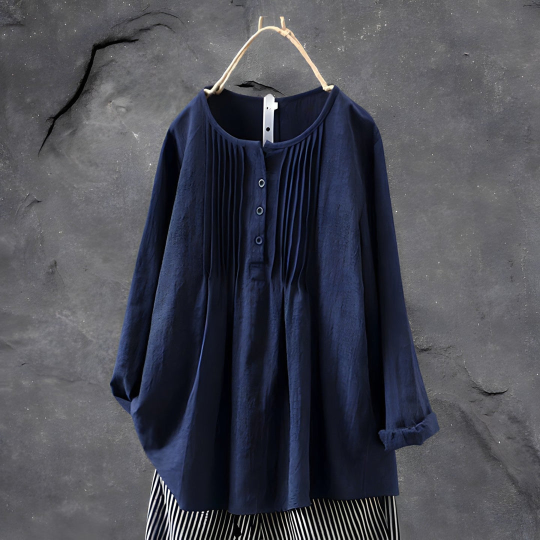 Dame løs passform bluse, håndlaget for stil og komfort. Elegant og fargerik kvinnebluse for vår og sommer.