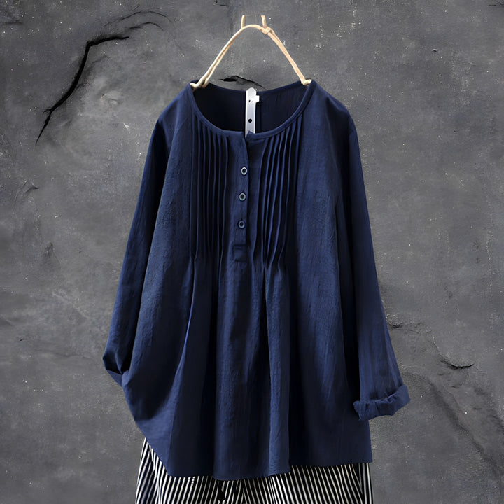 Dame løs passform bluse, håndlaget for stil og komfort. Elegant og fargerik kvinnebluse for vår og sommer.