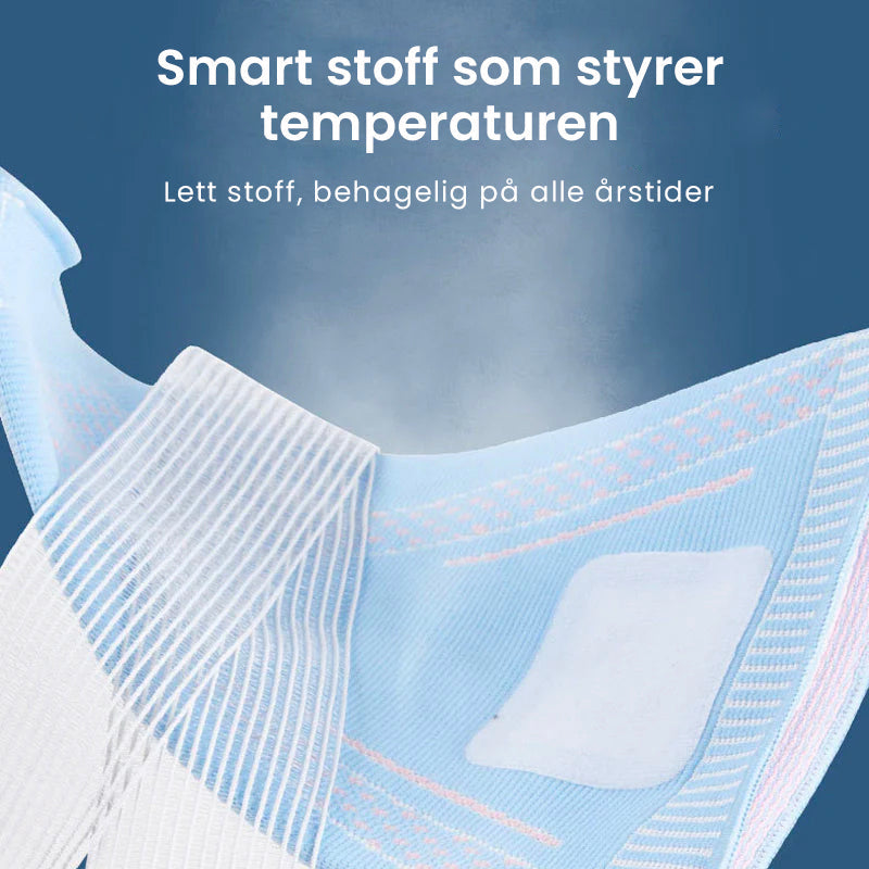 Produktvisning av strikket knebeskytter, fremhever kvalitet og design for sport og helse.