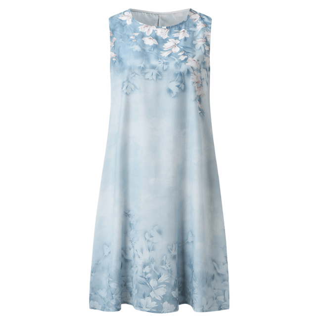 Feminin vintage stil vårkjole, elegant blomstermønster for damebruk.