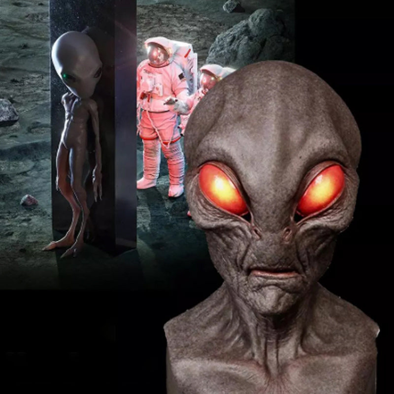 Detaljert alien maske i gummi for skrekk- og sci-fi-temafester. Perfekt Halloween-tilbehør.