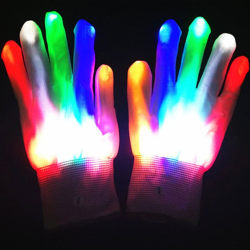 Magiske lysende LED-hansker til barn. Skinnende fingerhansker som lyser opp festen og leken.