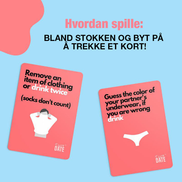 Gave til par: SVIMMEL DATO kortspill. Styrk forholdet med romantikk og nye spørsmål.