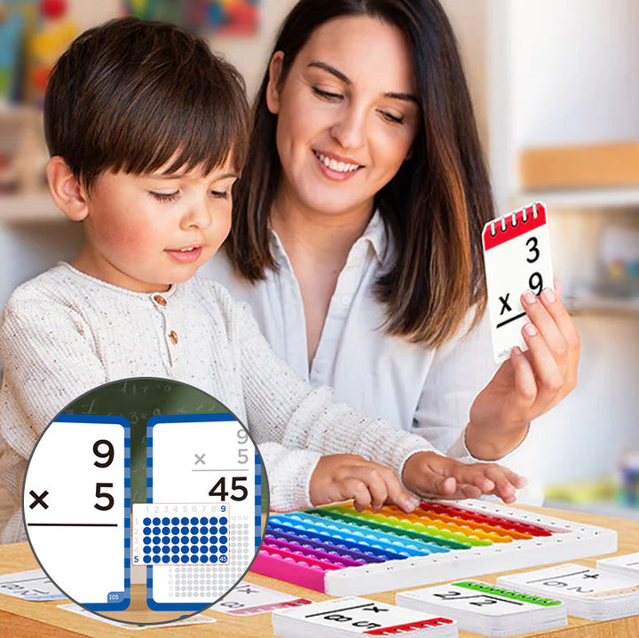 Pedagogisk matematikk flashkort og pop-fidget diagram. Perfekt for tidlig læring og regneøvelser for barn.