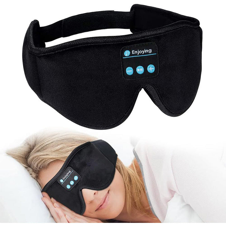 Myk Bluetooth sovemaske som kombinerer musikk og total mørke for optimal søvn.