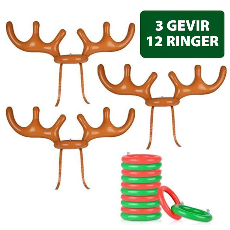 Gøyalt oppblåsbart reinsdyr gevir spill for innendørs og utendørs julelek.
