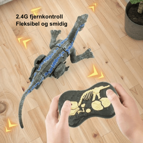 Elektronisk fjernstyrt T-Rex dinosaur robot for barn, med autentisk brøl og lysende LED-øyne for timer med lek.