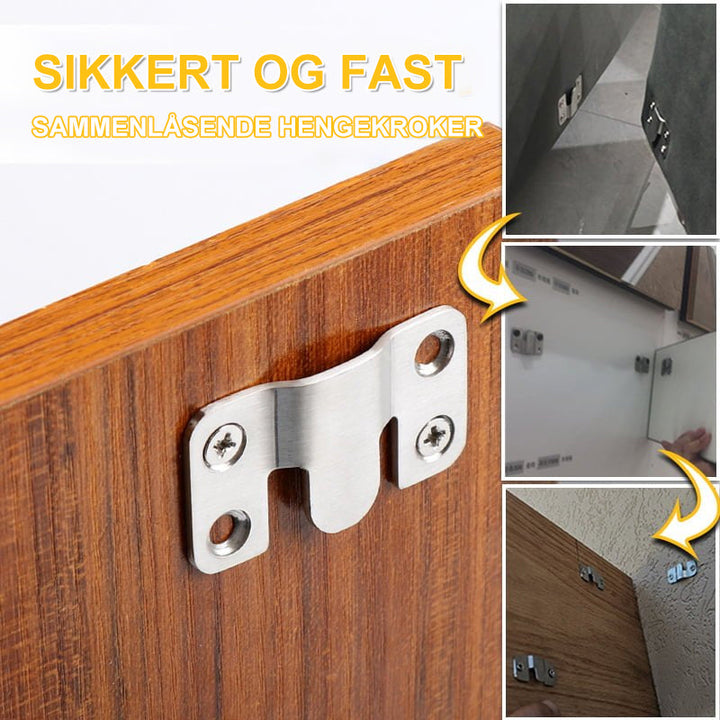 Usynlige veggfester i metall for DIY-prosjekter, gir sikkert oppheng av dekor og bilder.