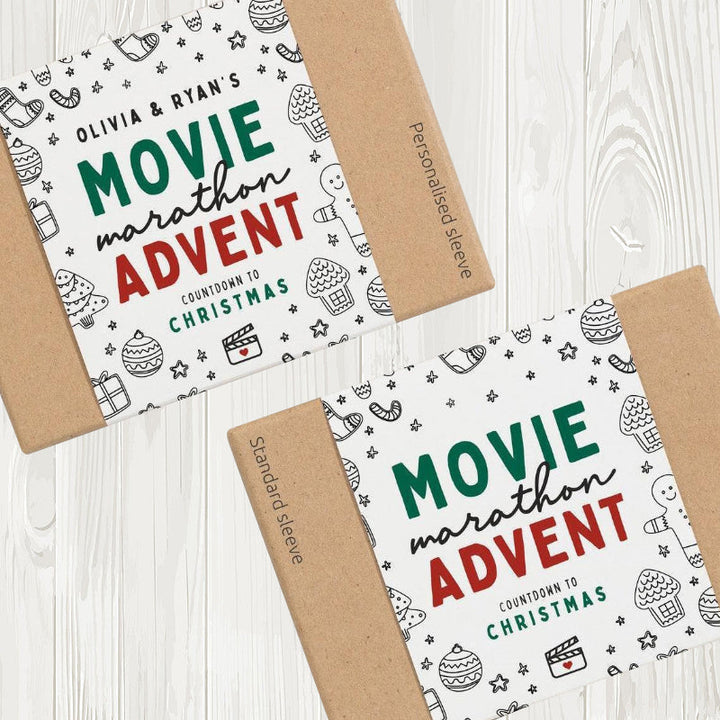 Gjenbrukbar adventskalender familie, valg mellom spennende film- eller musikk-tema til jul.