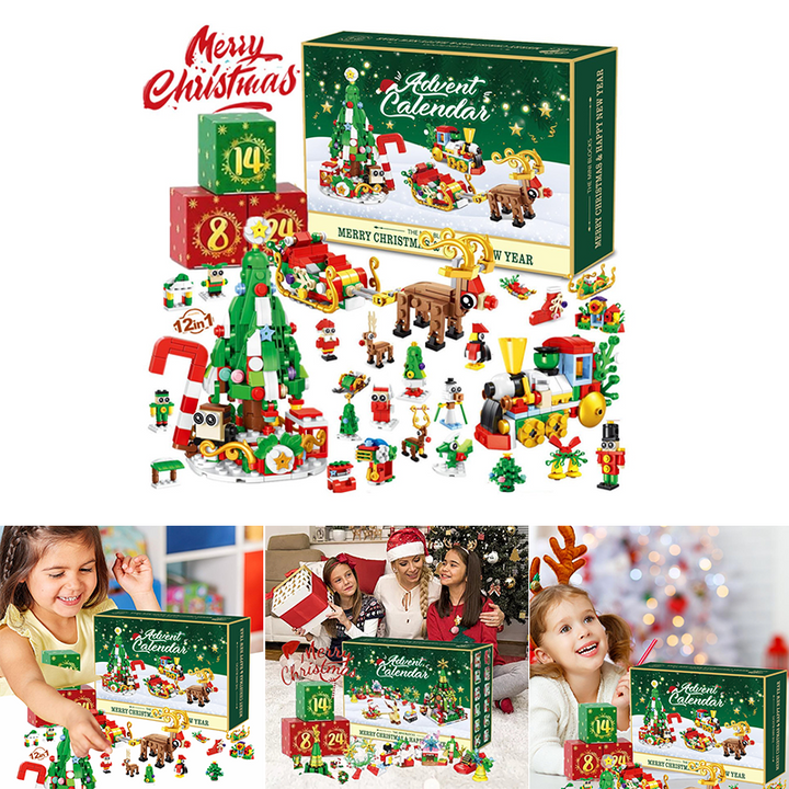 Julekalender med 24 luker, fylt med utviklende byggeklosser for barnas desemberglede.