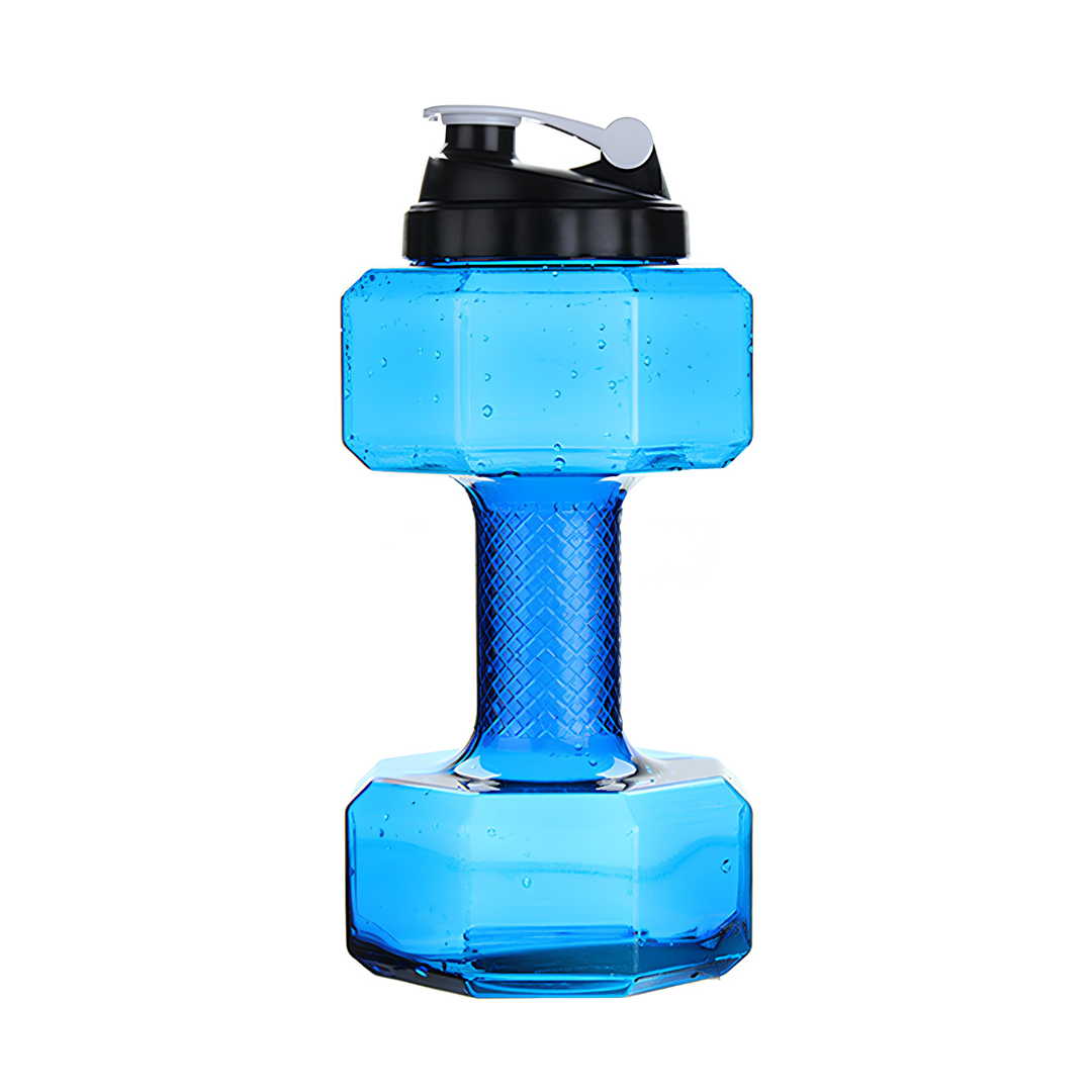 HydraBell 2-i-1 sportsvannflaske og lett manual for trening, fitness og hydrering. Perfekt for gym og hjemmebruk.