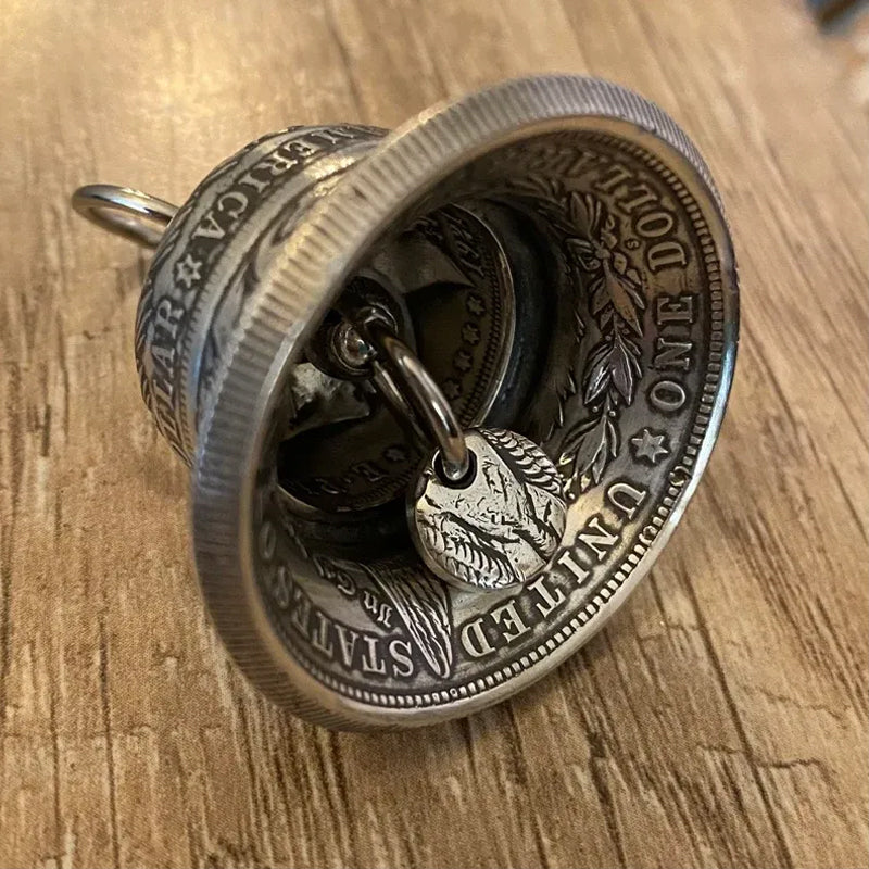 Detaljert Morgan Sølvdollar klokke, vintage veggdekorasjon i klassisk legering for hjemmet.