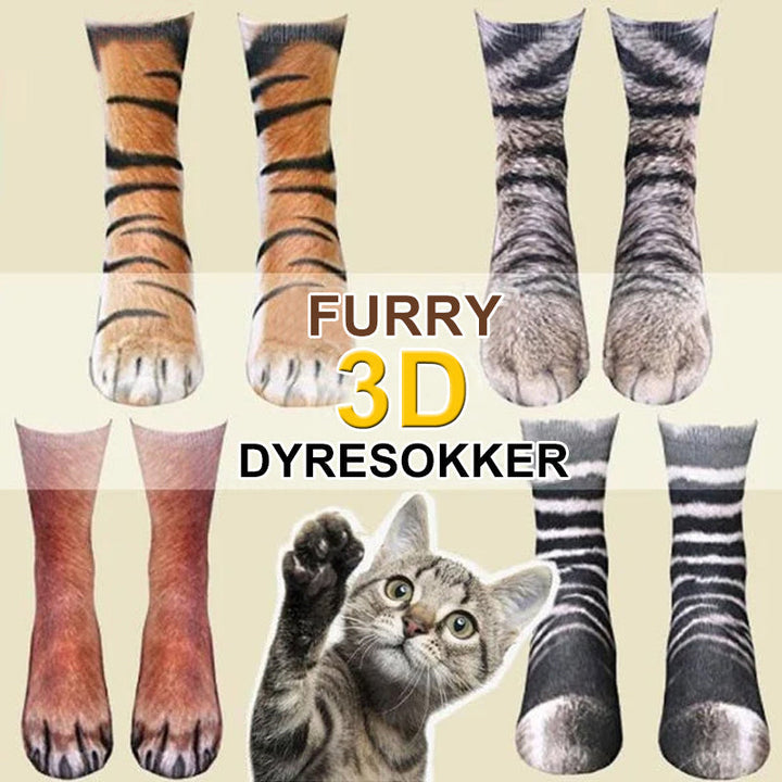 Komfortable 3D sokker med dyrepoter, myk polyester for varme dager.