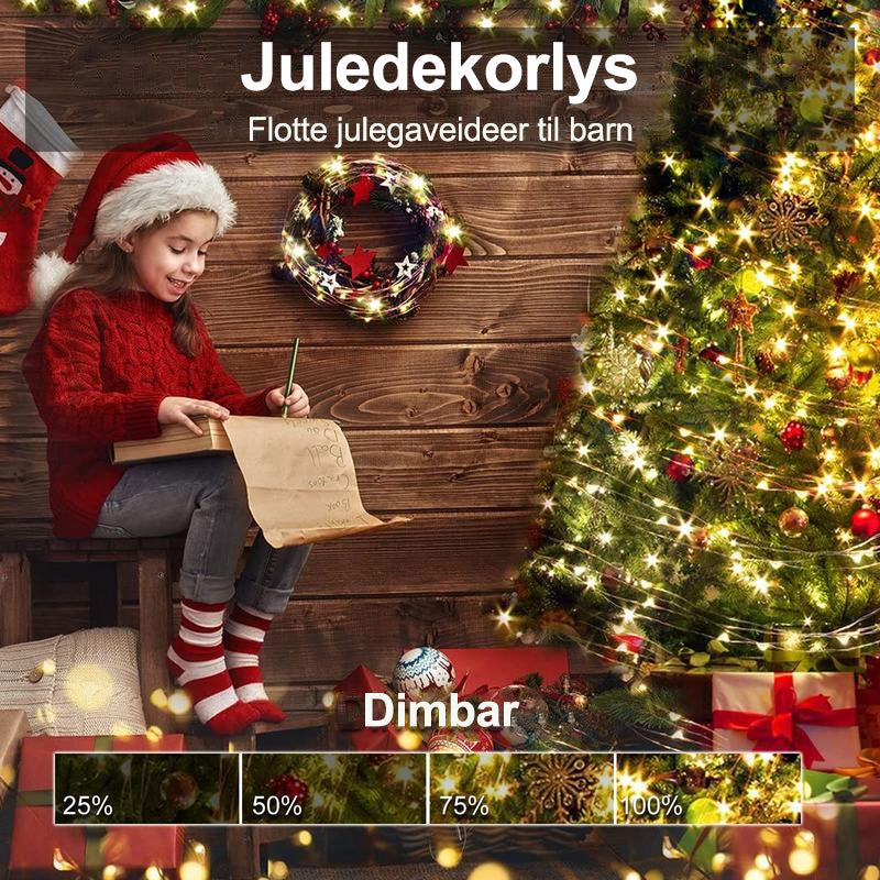Dekorativ LED-lysslynge med fjernkontroll, vanntett, egnet som festlys og hagebelysning.
