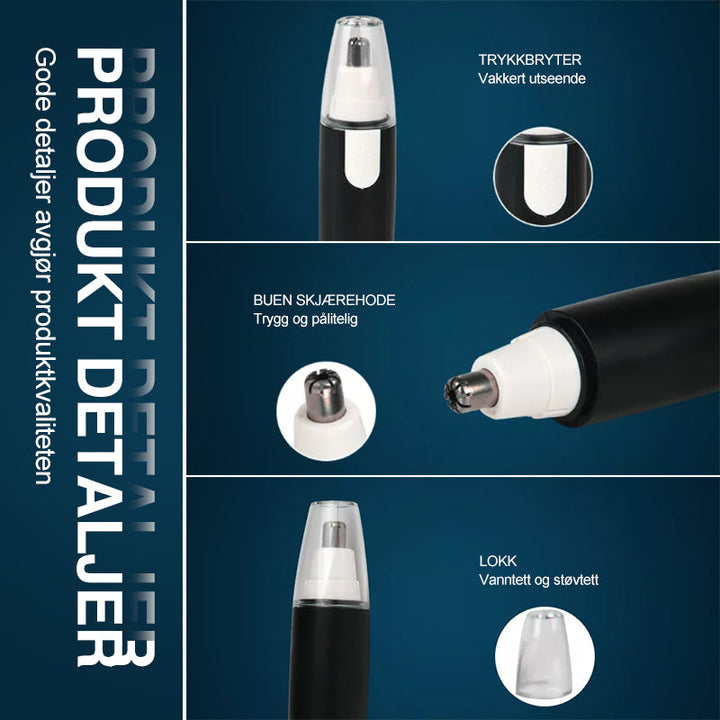 Ergonomisk menns trimmer for nese- og ørehår, enkel i bruk for presis personligpleie og hygiene.
