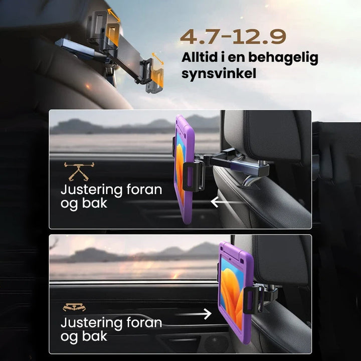 Praktisk bil tilbehør: universell tabletholder for nakkestøtten, ideell for bilreise underholdning.