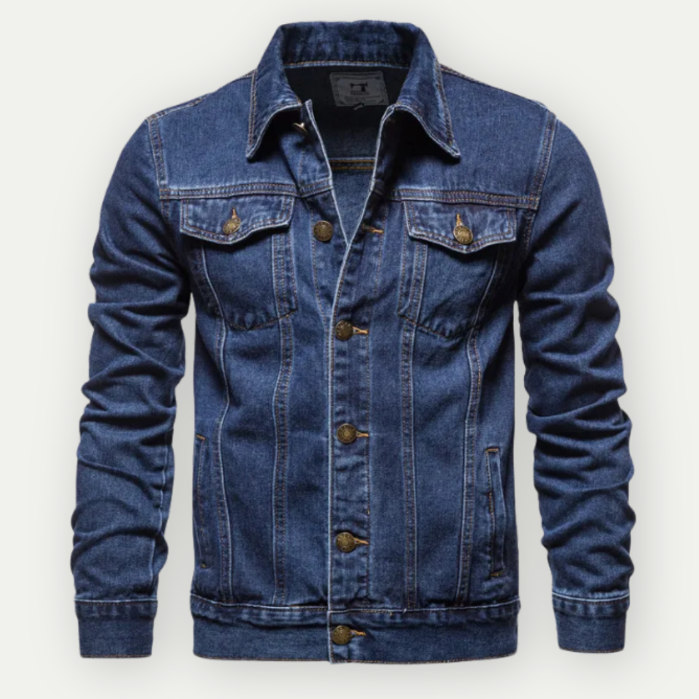 Herre klassisk truckerjakke i robust denim. En allsidig overgangsjakke og herrejakke for alle anledninger.