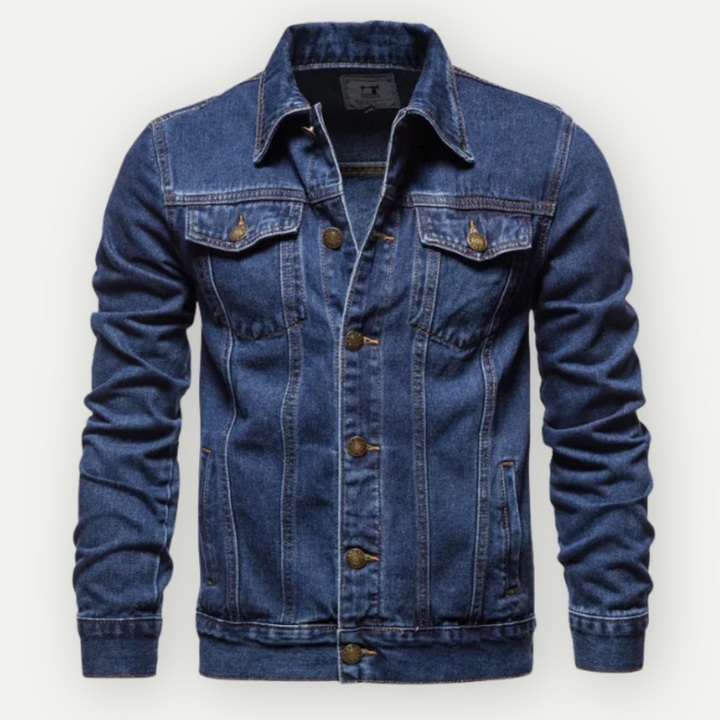 Herre klassisk truckerjakke i robust denim. En allsidig overgangsjakke og herrejakke for alle anledninger.