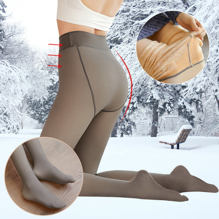 Varm plysjforet dame tights, superelastisk og behagelig for kalde dager.