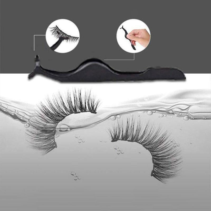 Påføring av magnetiske vipper med eyeliner for enkel, naturlig skjønnhet. Rask limfri makeup.