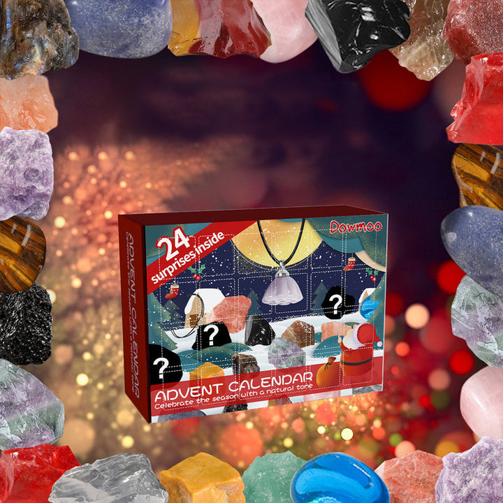 Julekalender med mineraler for barn, perfekt julegave for unge geologer og steinsamlere.